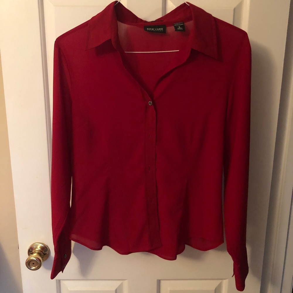 Vintage New York & Company Sheer Long Sleeve Top